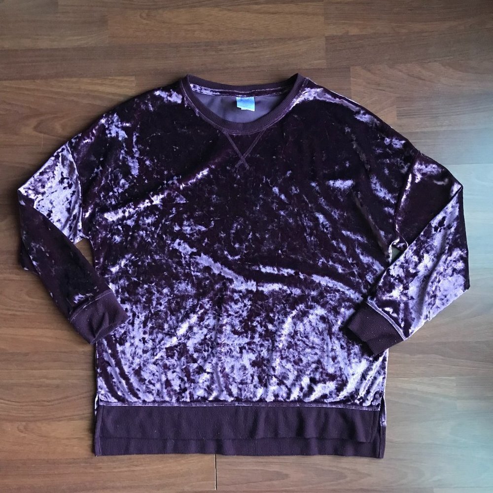 Secret Treasures Purple Oversized Velvet Hoodie